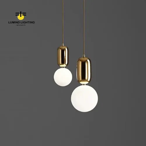 Modern Glass Pendant Light: Lumind Island Lighting with Single Glass Ball Lamp