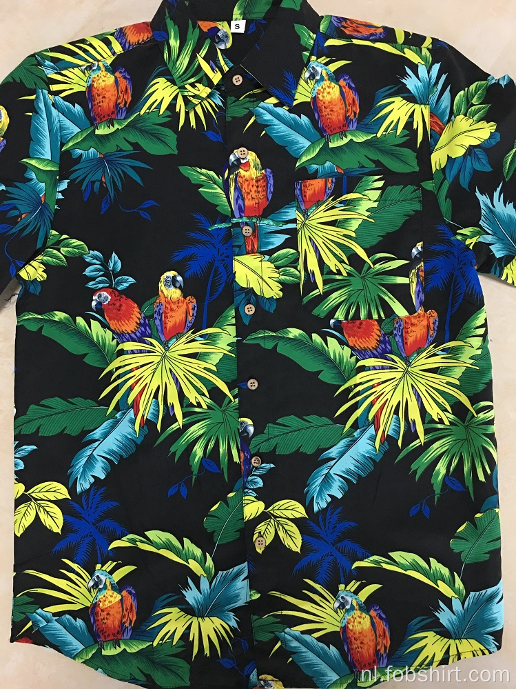 100% polyester bedrukt Hawaii-overhemd