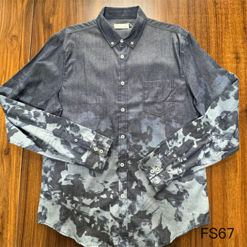 Pewarnaan Pencetakan 100% Katun Kaos Lengan Panjang