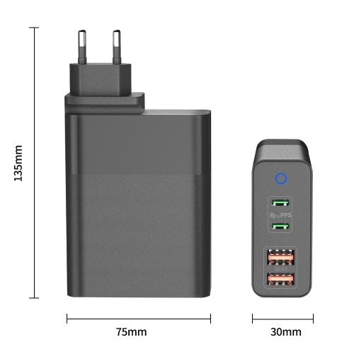 GAN 4-portar 150W USB C PD Snabb laddare