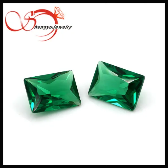 Wholesale synthetic good shining green grinding rectangle nano gemstone