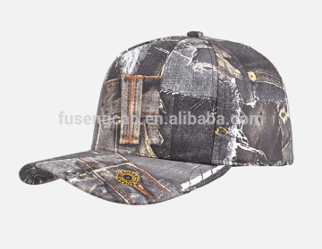 Promotional High Quality New Fashion Custom 5 Panel black jeans Print Sports Baseball Cap