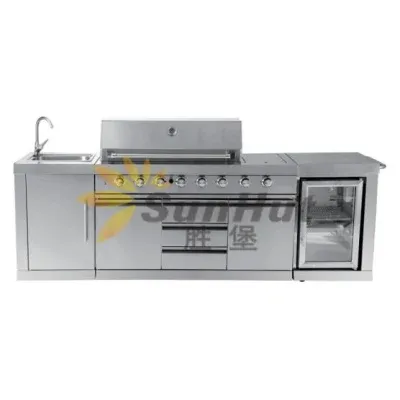 Stainless Steel Six Burners Outdoor Kitchen Island Grill Outdoor Kitchen