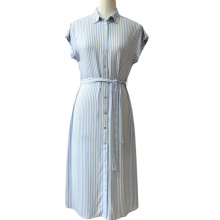 Striped Shirt Dress With Half-Length Sleeves