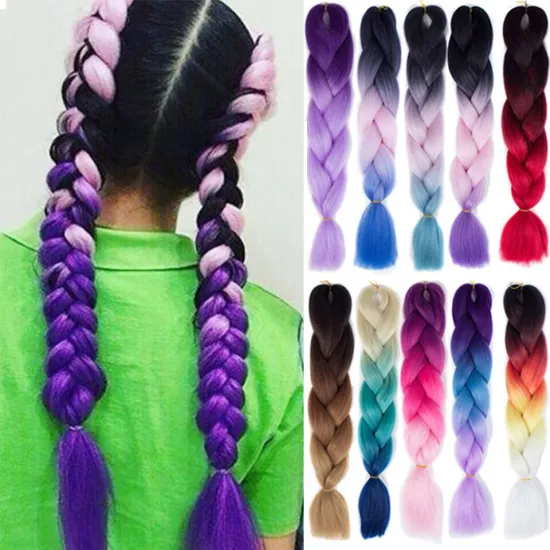 Wholesale Best Price Cheap Blue 24 Inch Ultra Ombre Braiding Hair 3 Tone Jumbo Synthetic Ombre Braiding Hair