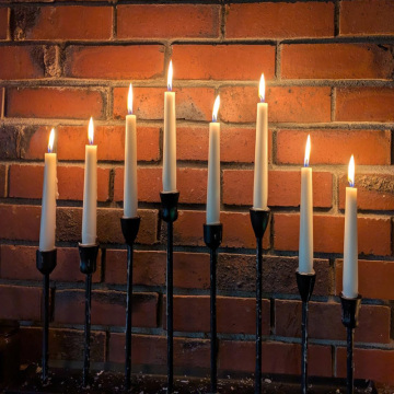 White Black Long Wax Flameless Tapered Candles