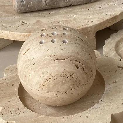 Mini Travertine Incense Burner - Natural Stone Ball Incense Holder