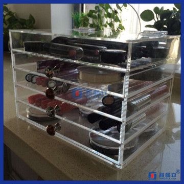 2016 Hot Sale!! Customized Small Acrylic Drawer 5 tiers Acrylic Makeup Drawer with Flip Lid