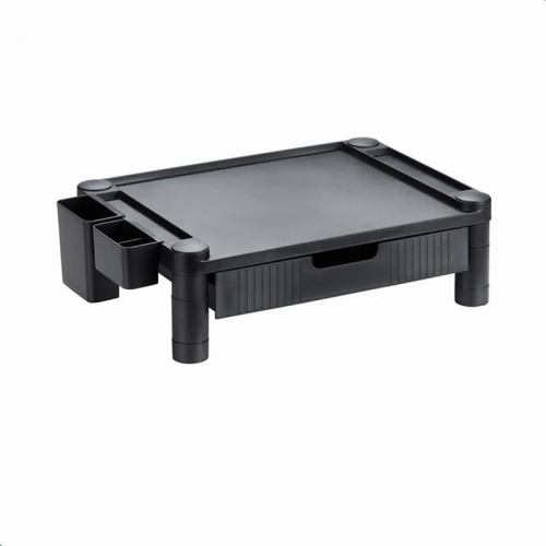 Adjustable plastic monitor riser with drawer and extra slots