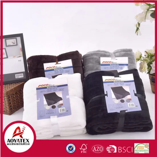 promotion polyester brushed long pile fake fur blanket backside polar fleece