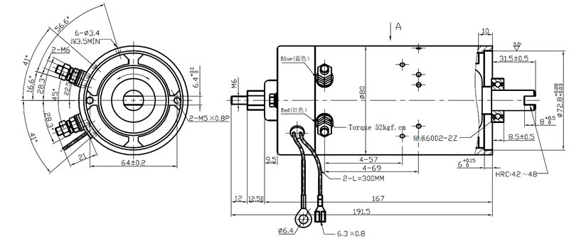 Motor DC certificado CE 24V 800W para empilhadeira