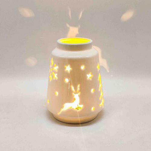 Lanterna de mesa LED de cerâmica com recorte de floco de neve