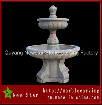 Two Tiers Beige Stone Carving Water Fountain (NS-1117)