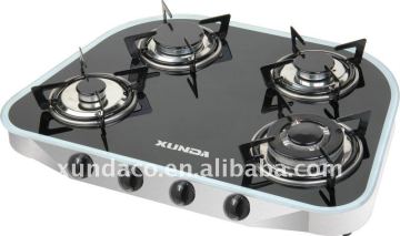 4 burner tabletop gas stove with glass surface