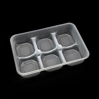 6 Compartment Translucent Disposable Quick Frozen Buns PP Plastic Tray