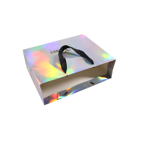 Hologram Paper shopping bag with handle foil logo