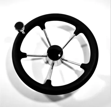 316 Stainless 13.5 Inch 3 Spokes Steel Steering Wheel for Yacht Sailing Ship