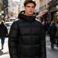 Chaqueta con capucha brillante para hombre
