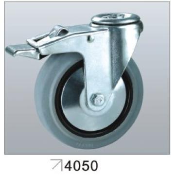 Elastic Rubber Caster with Nylon Core, Plain or Roller Bearing