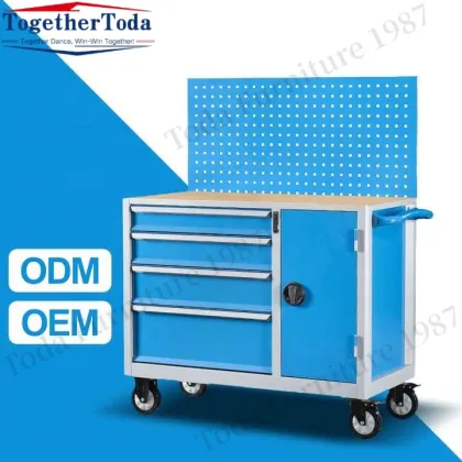4 Draw Trolley Blue Tool Cart Cabinet