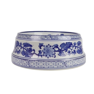 RXAE-FL-T6155 Blue and White Floral Porcelain Pet Bowl