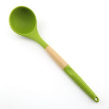 Nonstick Silicone Soup Ladle With Wooden Handle
