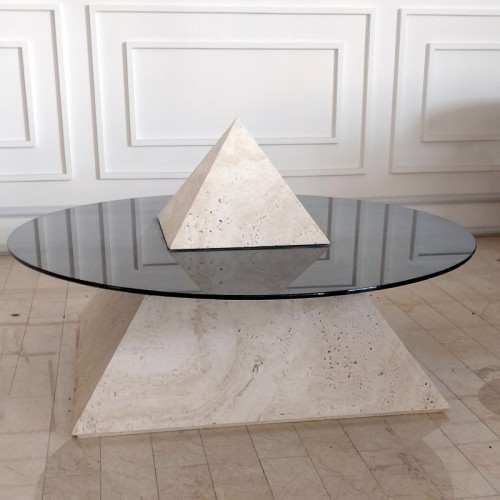 Tables basses en verre claire arrondi