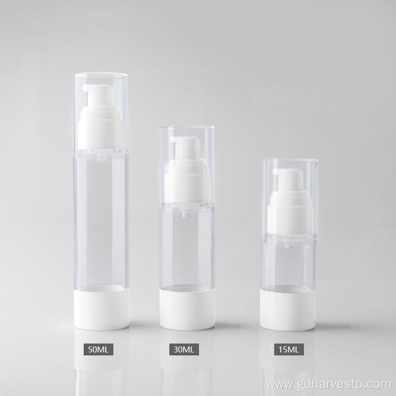 30ml White Airless Pump Bottle With Clear Cap