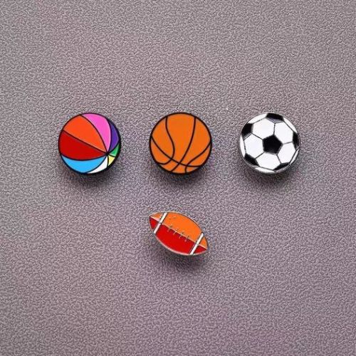 Cartoon Brooches for Football Basketball Badminton & Other Sports Personalized Metal Badges for Sports Enthusiasts Gifts