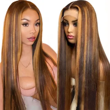 Remy Glueless Full Lace Frontal Wig Ombre Human Hair Wigs PrePlucked Cuticle Aligned Brazilian Highlight Color Lace Front Wigs