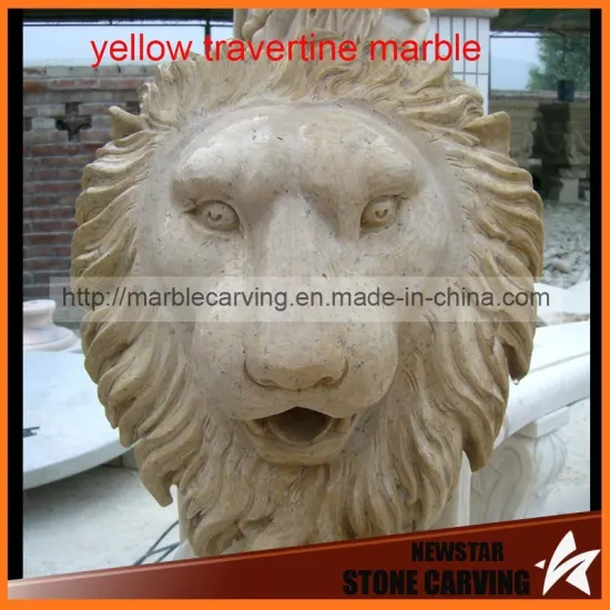 Yellow Travertine Marble Lions Head Wall Plaques