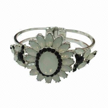 Black and White Resin Hinge Bracelet, Various Colors are Available