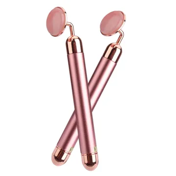 24K Gold, Natural Jade, Rose Quartz Facial Massager with Vibrating Beauty Bar and Metal Aluminum Tools
