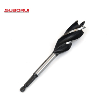 SUBORUI Hand Electric Drill Bit Hex Shank Four Flutes Four Spurs Wood Auger Drill Bit for Efficient Wood Drilling