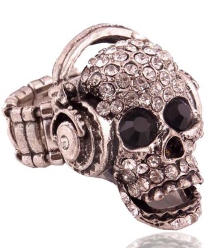 Free Size Diamond Skull in Sing ring