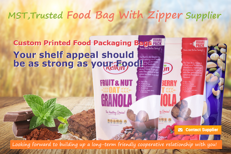 Stand Up Kraft Zip Lock Peanut Packaging Bag