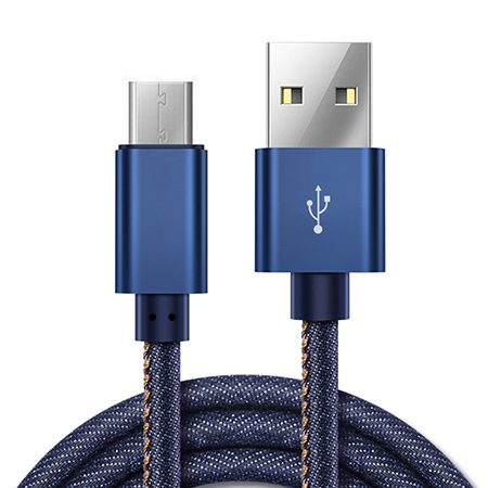 Jeans Stitched USB Cable, USB A to Lightning Cable / Type C Cable / Micro USB Cable, Fast Charging and Data Sync Type C Cable