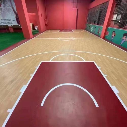 Lantai bola keranjang profesional dengan kelulusan FIBA ​​untuk corak kayu sukan pelbagai guna