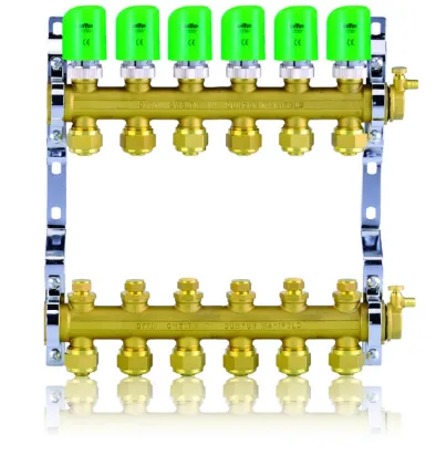 Brass water floor heating manifold