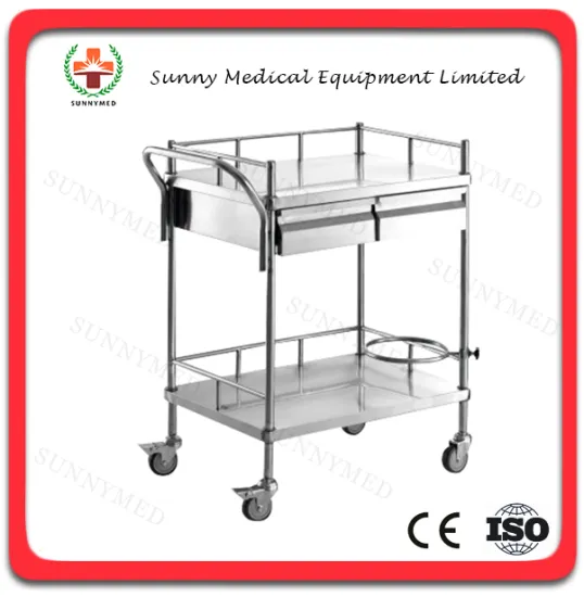 SY-R039 stainless steel Two-floor hospital trolley medical equipment carts