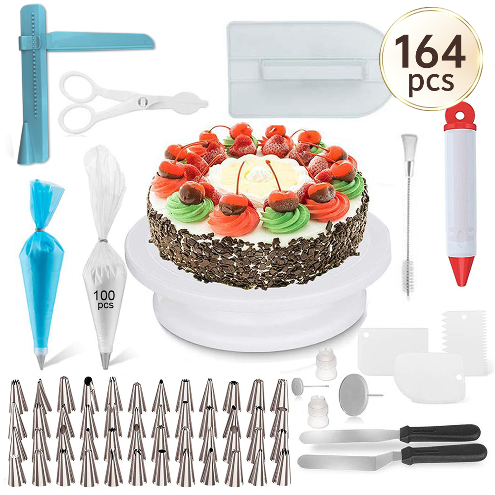 106pcs/set Cake Turntable Set Multifunction Cake Decorating Kit Pastry Tube Fondant Tool Party Kitchen Dessert Baking Supplies