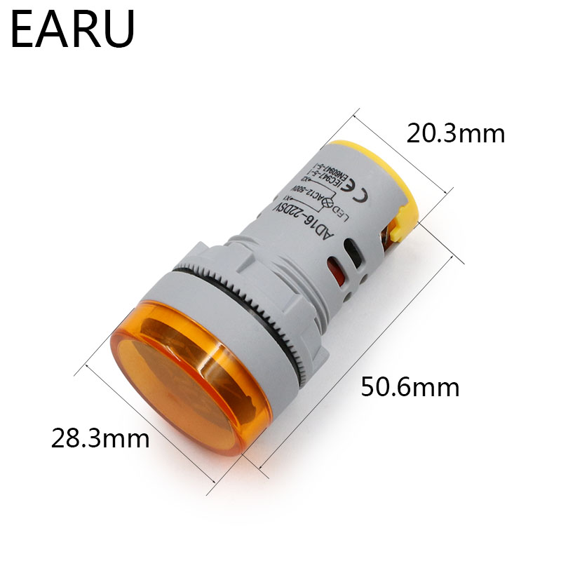 DIY Mini Digital Voltmeter 22mm Round AC 12-500V Volt Voltage Tester Meter Monitor Power LED Indicator Pilot Lamp Light Display