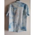 Men Casual Seersucker Cotton Print Short SLeeve Shirt