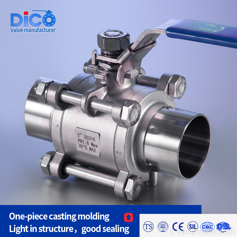 1000wog Food Grade BW End 3pc Ball Valve