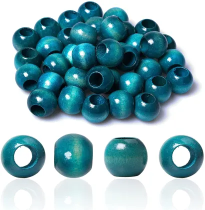 3/4 Inch Blue Wood Beads Macrame Beads