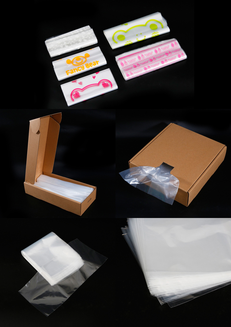 100 Pcs 15 Width Small Custom Plastic Restaurant Takeaway Clear Bags With Food Logo Packaging