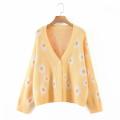 Women's Print Flower Open Front Cardigan