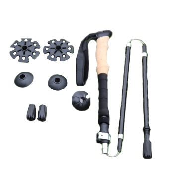 Wholesale High Quality Outdoor 5-Section Straight Handle Trekking Poles 7075 Aluminium Hiking Sticks