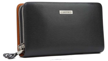 Long Business Man wallet double zippers Men's leather clutch bag male purse phone handbag