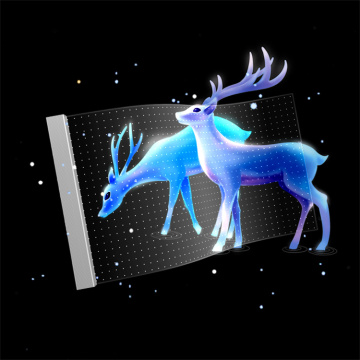 High-Definition LED Transparent Screen with Color Animations and Text